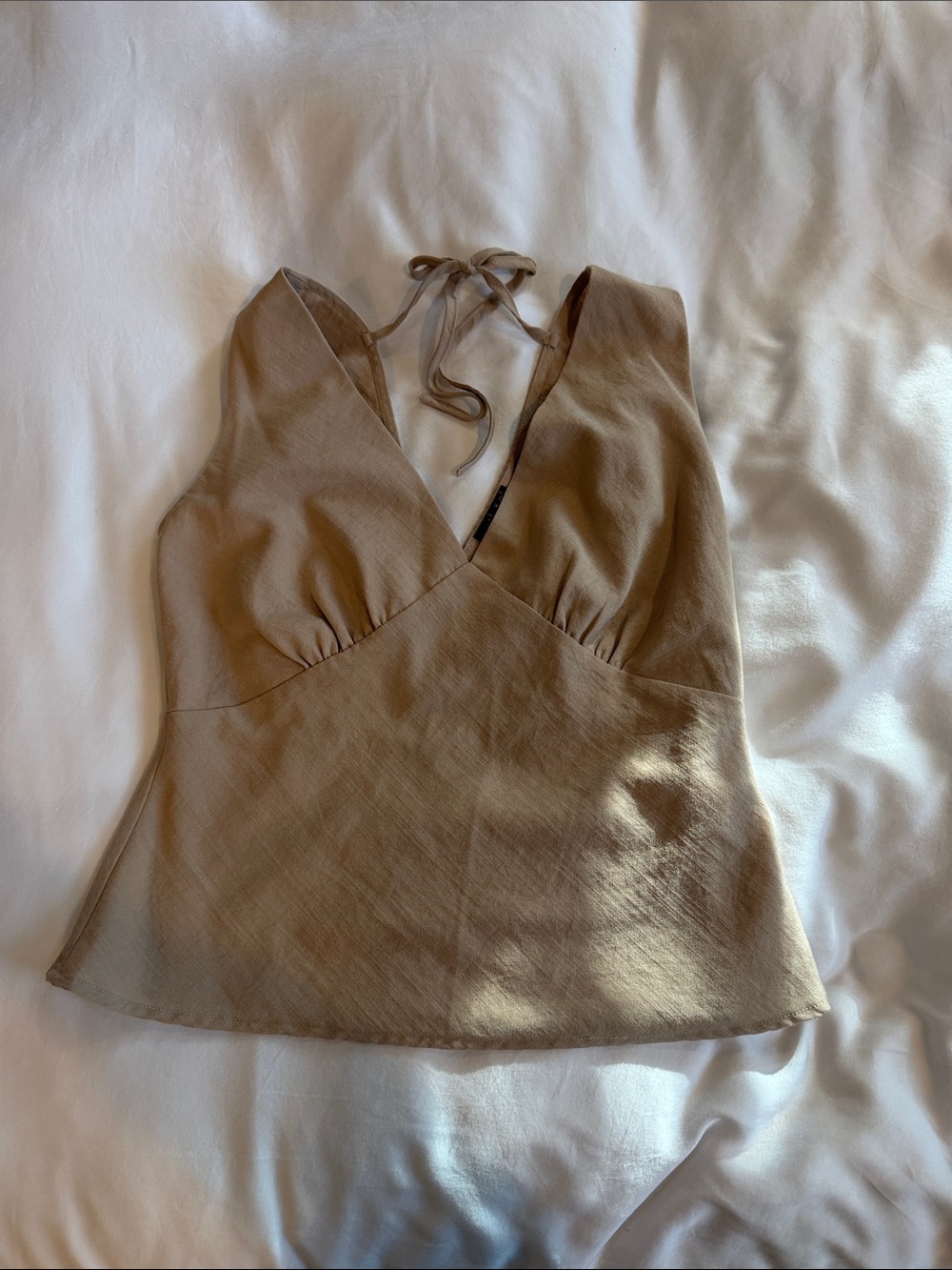V-Neck Tie-Back Camisole in Light Brown